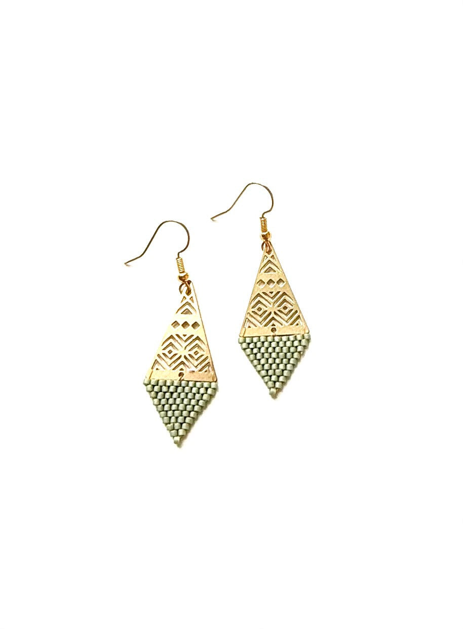 Boucles d'oreilles ethniques en perles de verre Miyuki.