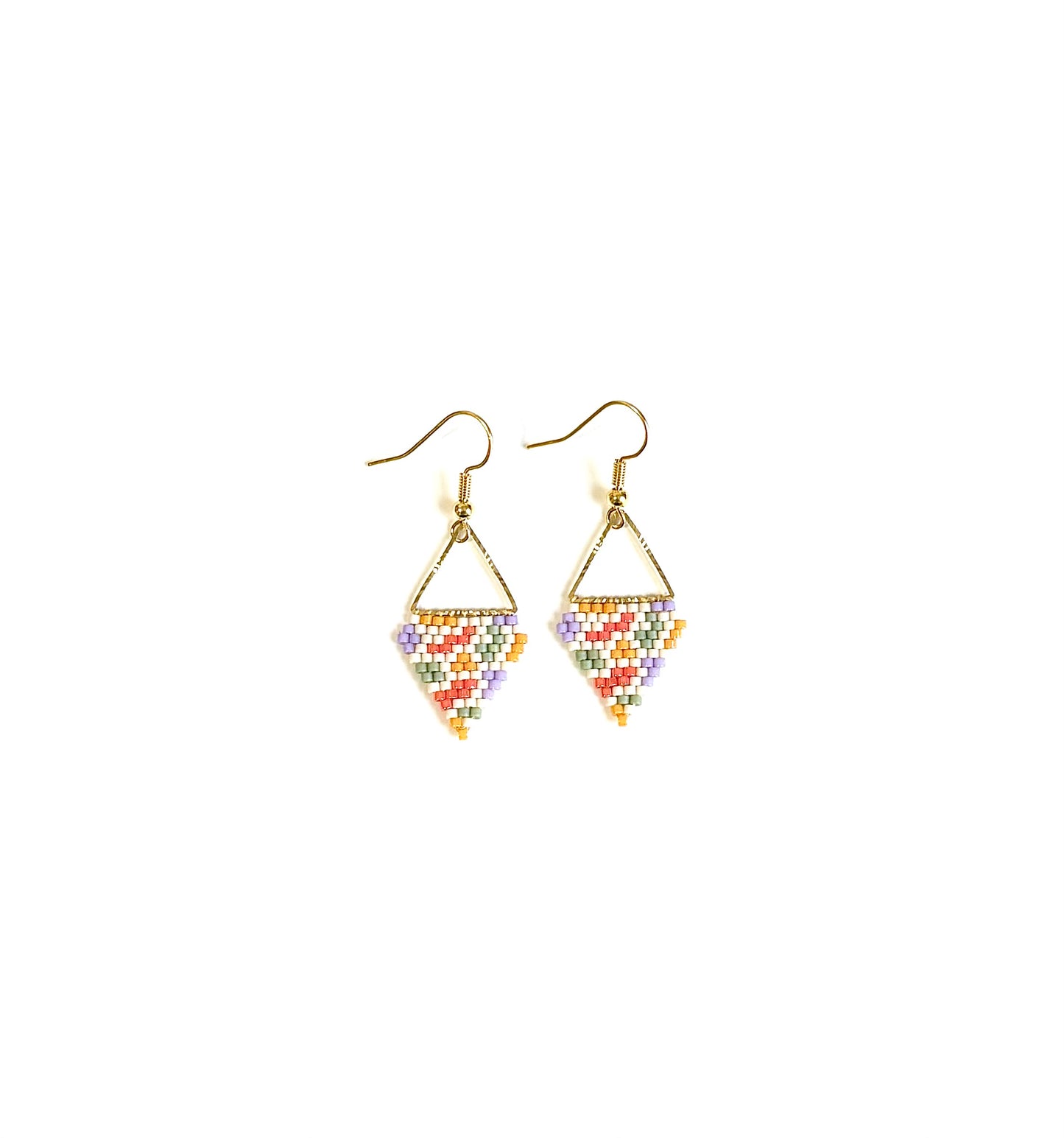 Boucles d’oreilles multicolores, au motif terrazzo, en perles de verres miyuki.