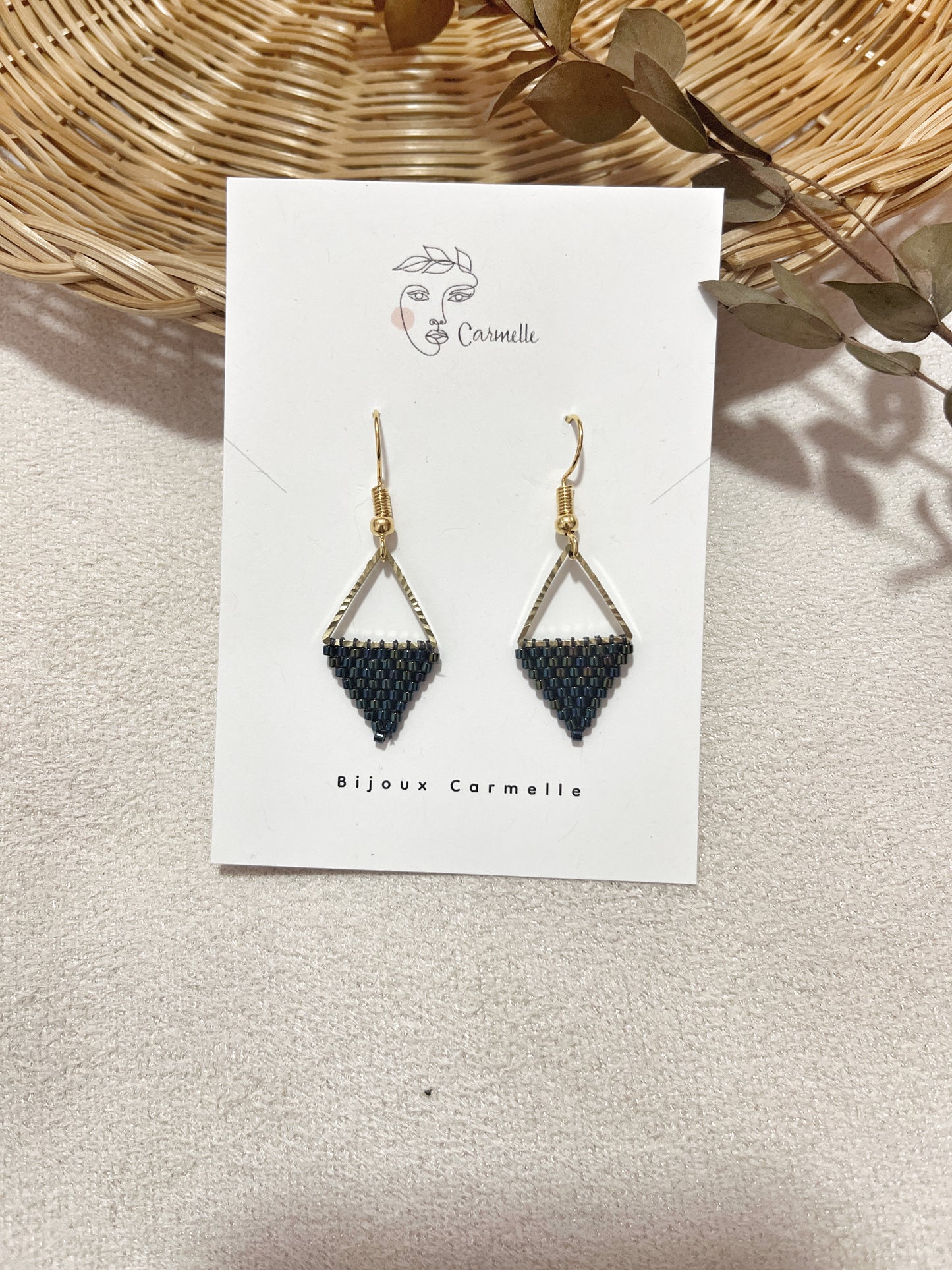 Bijoux Carmelle - Boucles d'oreilles en perle de verre boho chic fait à la main