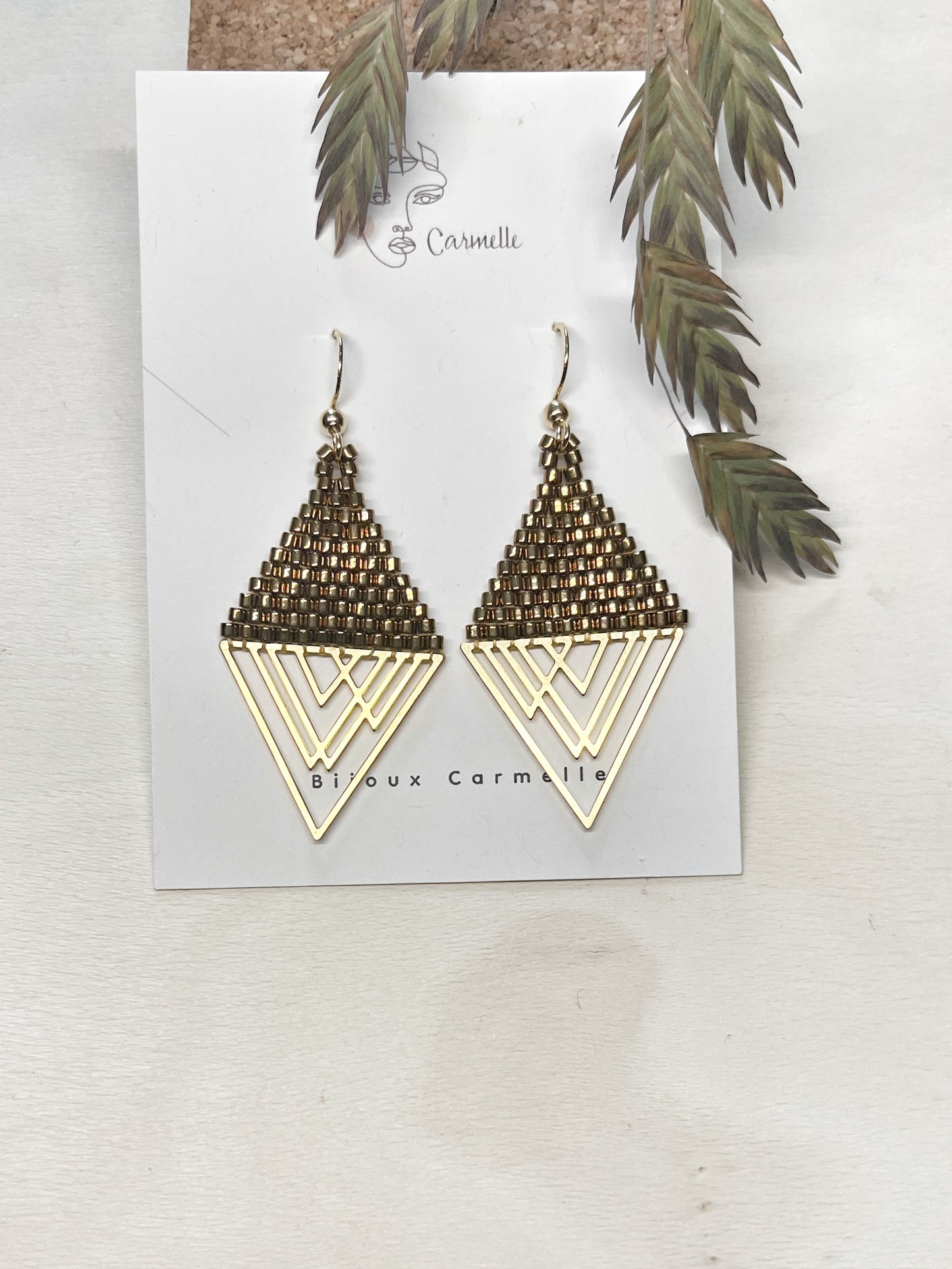Bijoux Carmelle - Boucles d'oreilles boho chic fait à la main en perle de verre
