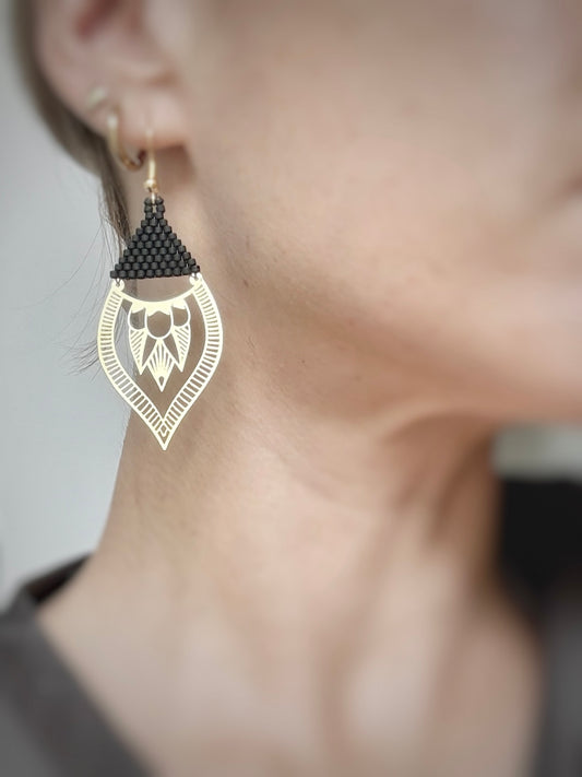 Boucles d’oreilles fleurs en perles de verre Miyuki.