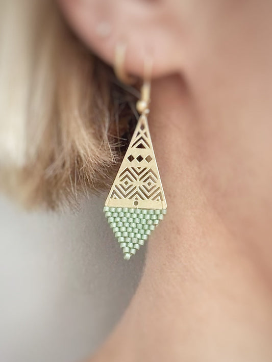 Boucles d'oreilles ethniques en perles de verre Miyuki.