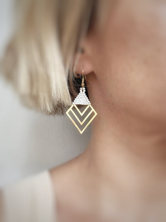Boucles d’oreilles géométriques en perles de verre Miyuki.