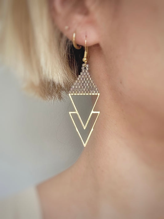 Boucles d’oreilles géométriques en perles de verre Miyuki.
