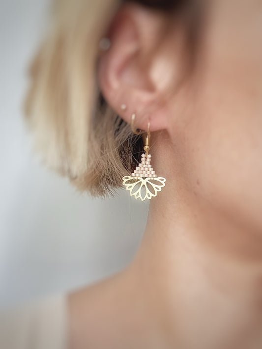 Boucles d’oreilles fleurs en perles de verre miyuki.