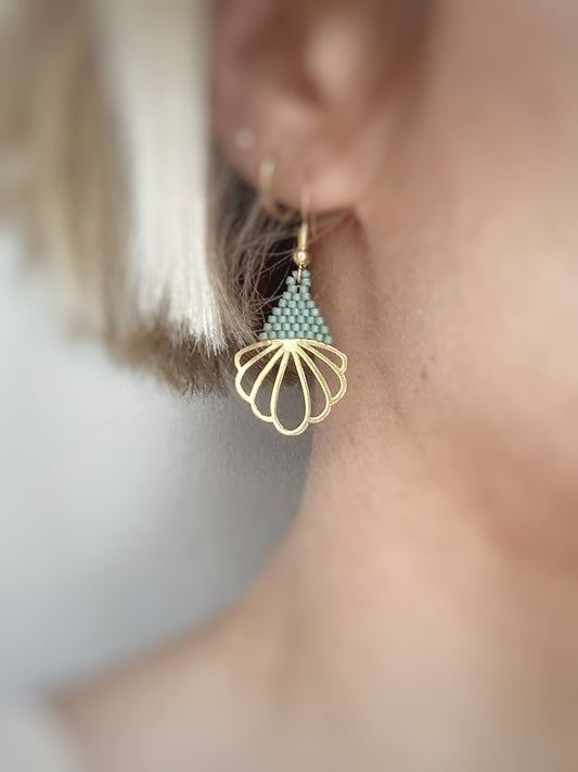 Boucles d'oreilles coquillages en perles de verre miyuki.