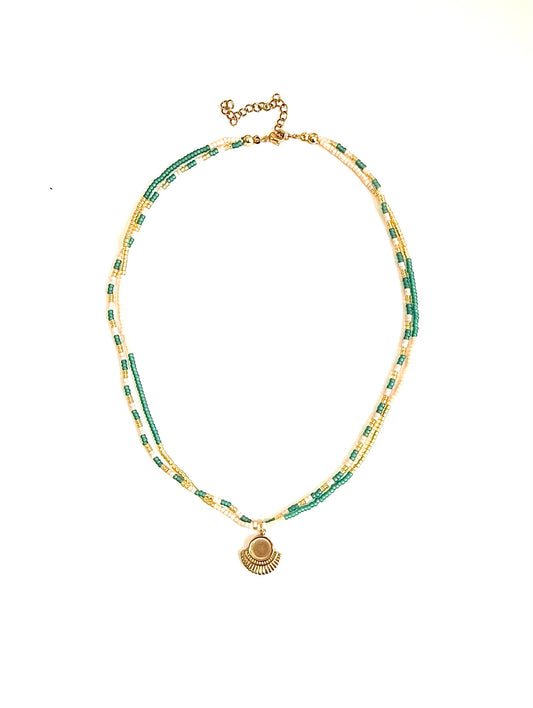 Collier en perle de verre Miyuki, pièce unique.