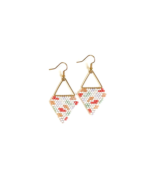 Boucles d’oreilles multicolores, au motif terrazzo, en perles de verres miyuki.