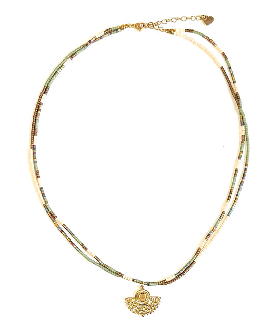 Collier en perle de verre Miyuki, pièce unique.