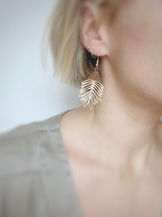 Boucles d’oreilles fleurs en perles de verre Miyuki.