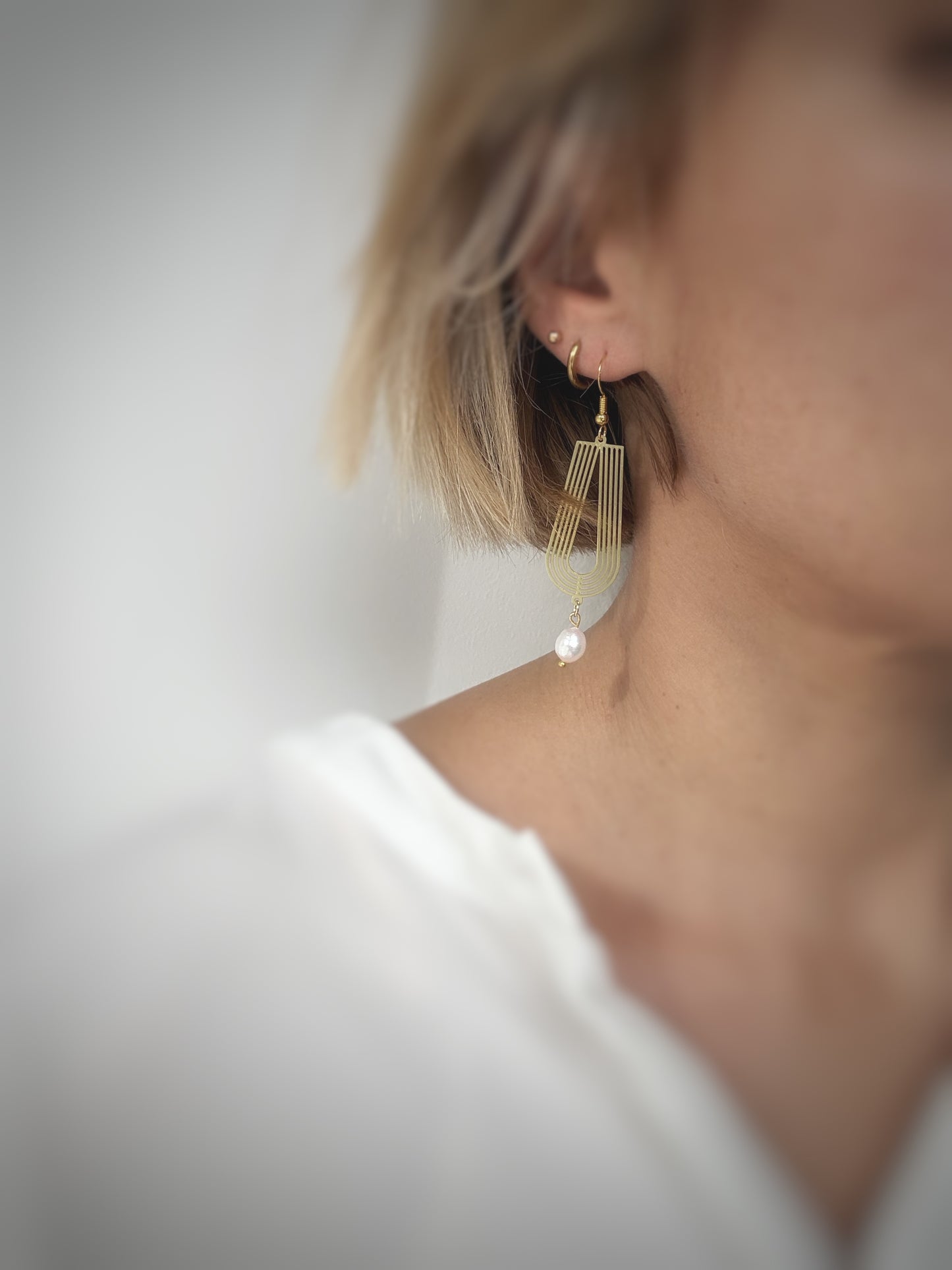 Boucles d'oreilles avec perles d'eau douce